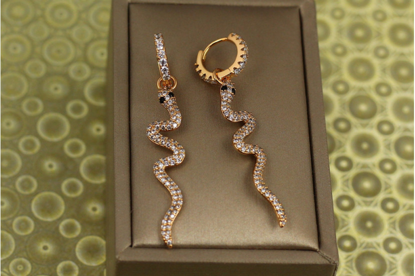 Сережки підвіски Xuping Jewelry Звивальна змія 5,2 см золотисті