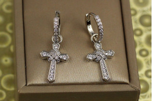 Сережки підвіски Xuping Jewelry крестики плетені 3 см сріблясті
