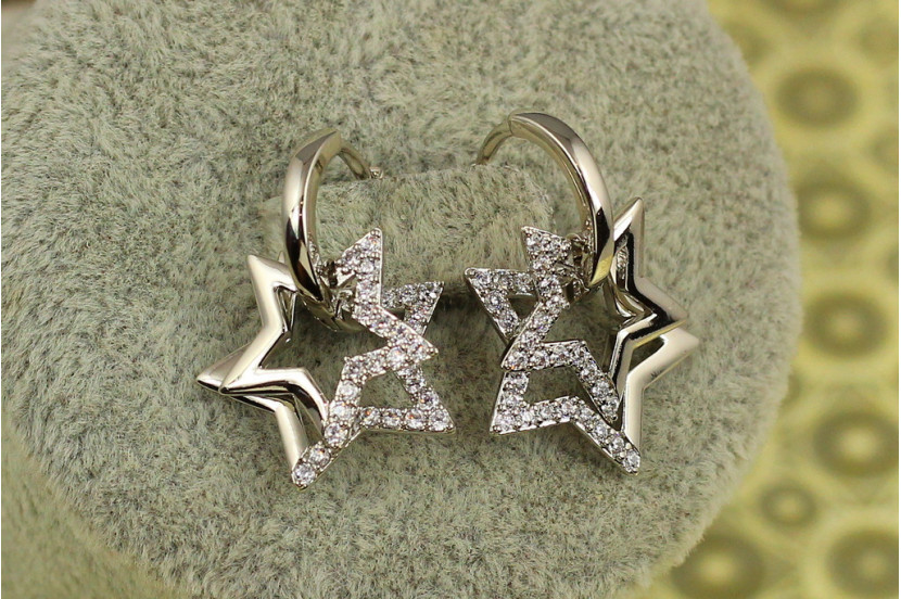 Сережки Xuping Jewelry дві зірки 2,3 см сріблясті