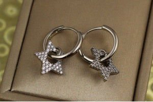 Сережки Xuping Jewelry зірки з камінням 2 см сріблясті
