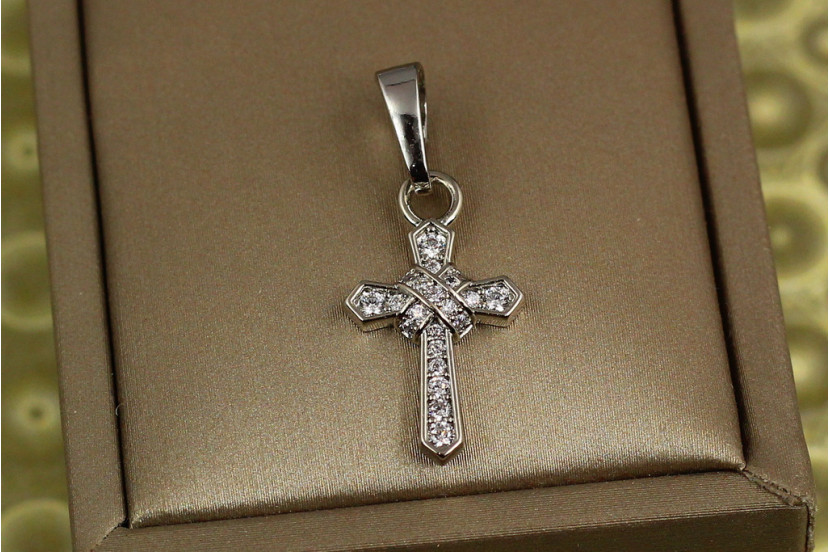 Хрестик Xuping Jewelry плетений 2 см сріблястий