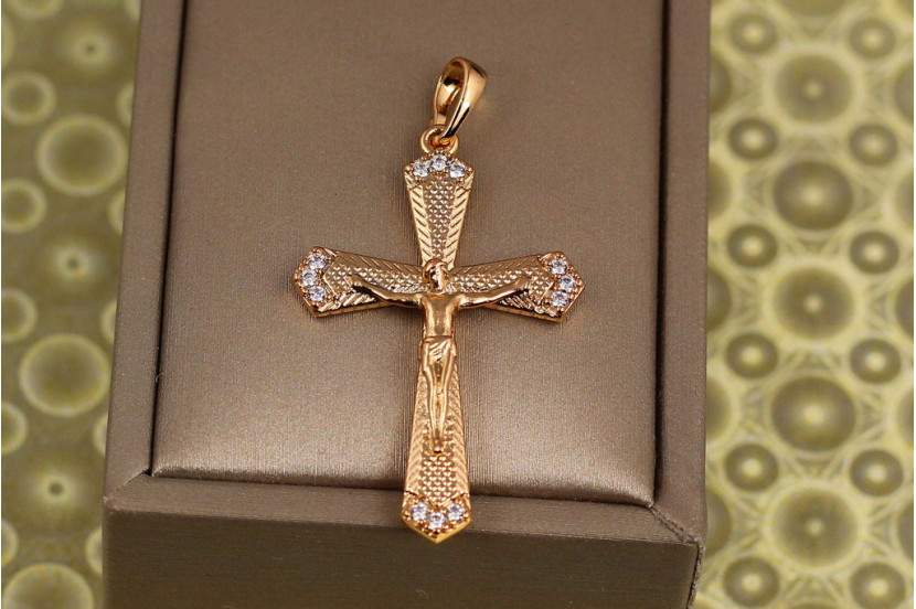 Хрестик Xuping Jewelry загострений хрестик із розп'яттям 3,8 см золотистий