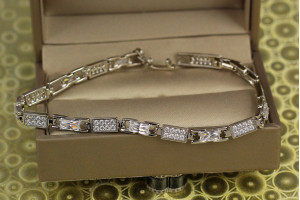 Браслет Xuping Jewelry Гравій з білими каменями 17 см 5 мм сріблястий