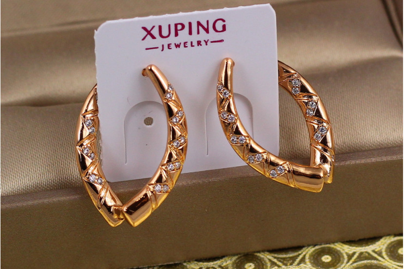 Сережки Xuping Jewelry дужки 2.5 см золотисті