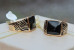 Печатка Xuping Jewelry квадратна з чорним покриттям р 23 золотиста