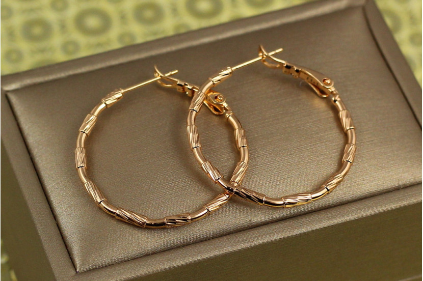Сережки Xuping Jewelry гранні циліндри 3 см золотисті