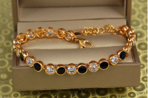 Браслет Xuping Jewelry Хіт із зеленим камінням 19,5 см 5 мм золотистий