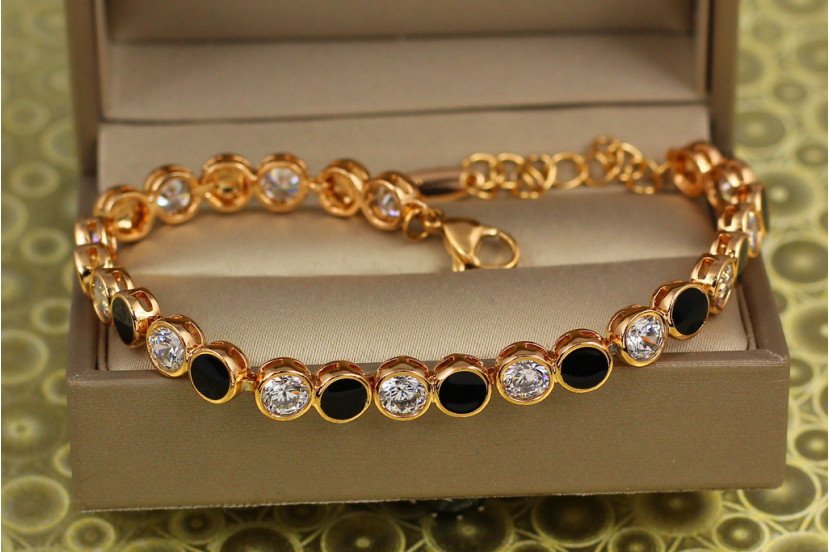Браслет Xuping Jewelry Хіт із зеленим камінням 19,5 см 5 мм золотистий