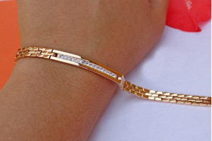 Браслет Xuping Jewelry цеглинки з пластиною з камінням 19,5 см 6 мм золотистий