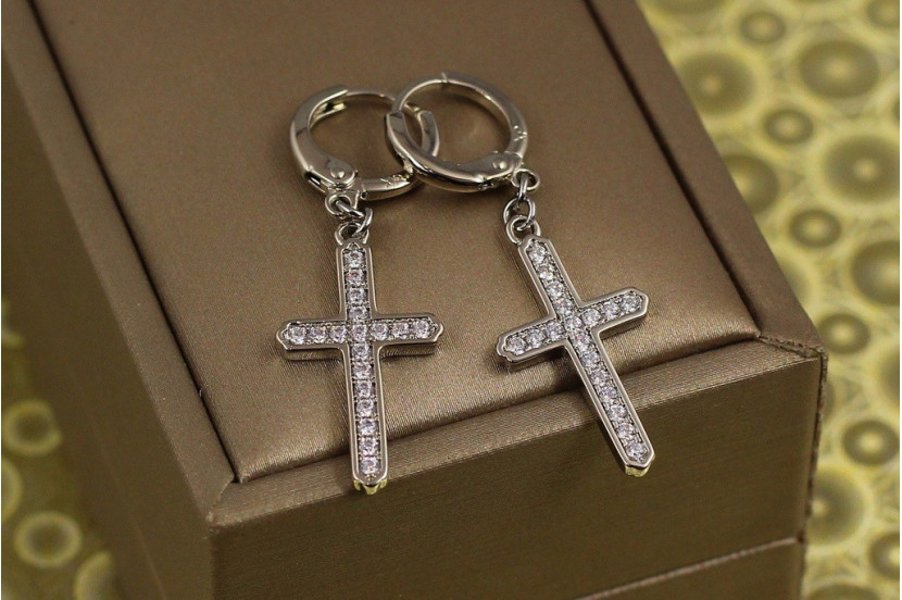 Сережки підвіски Xuping Jewelry хрестики народжених сяйво 3,8 см сріблясті