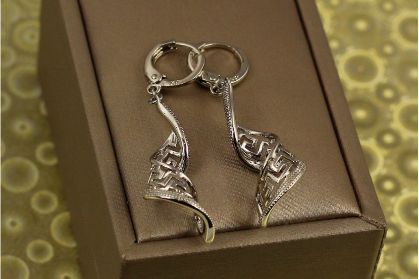 Сережки Xuping Jewelry підвіски завитки 4.5 см сріблясті