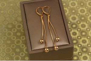 Сережки підвіски Xuping Jewelry два кульки 6 см золотисті