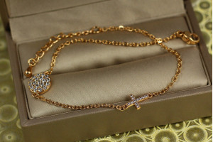 Браслет Xuping Jewelry якорна монетка з хрестиком 19 см золотистий