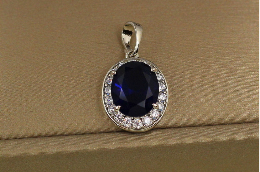 Кулон Xuping Jewelry малинки синій камінь 1.7 см сріблястий