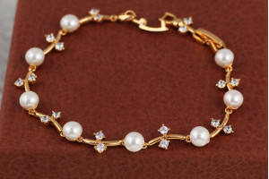 Браслет Xuping Jewelry жемчужна ліана 21 см 8 мм золотистий