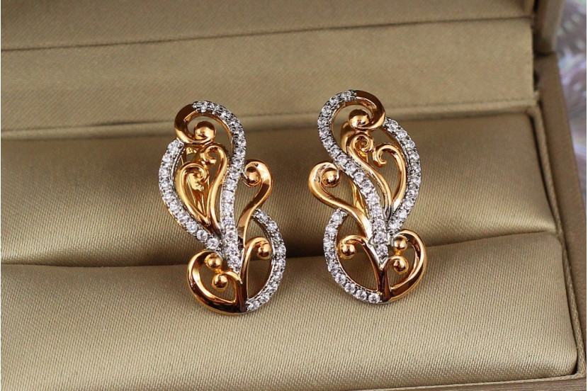 Сережки Xuping Jewelry Рококо з родієм 2,5 см золотисті