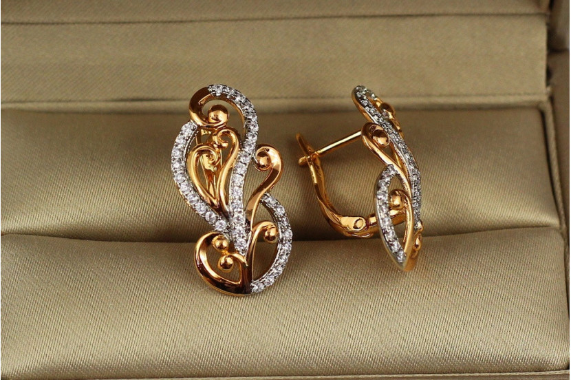 Сережки Xuping Jewelry Рококо з родієм 2,5 см золотисті