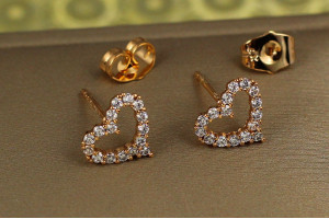 Сережки гвоздики Xuping Jewelry серце обідок 10 мм золотисті