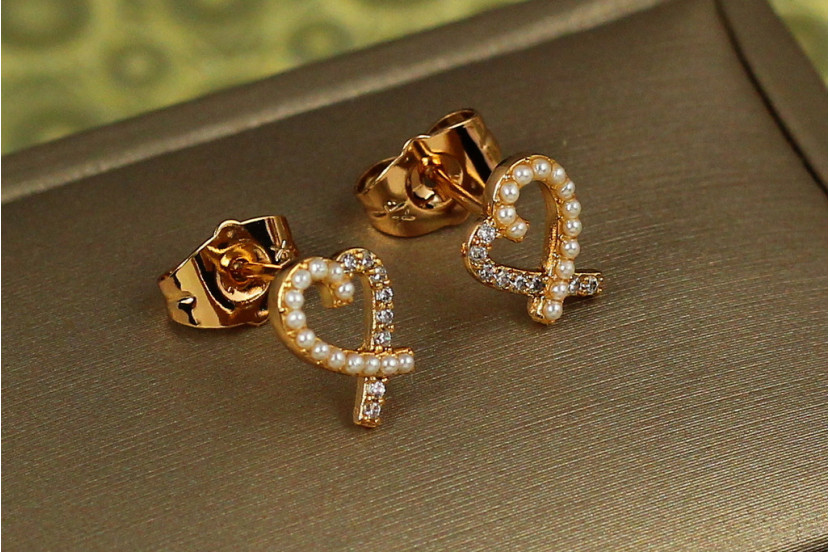 Сережки гвоздики Xuping Jewelry серце обідок 10 мм золотисті
