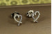 Сережки гвоздики Xuping Jewelry серце обідок з перлинками 10 мм сріблясті