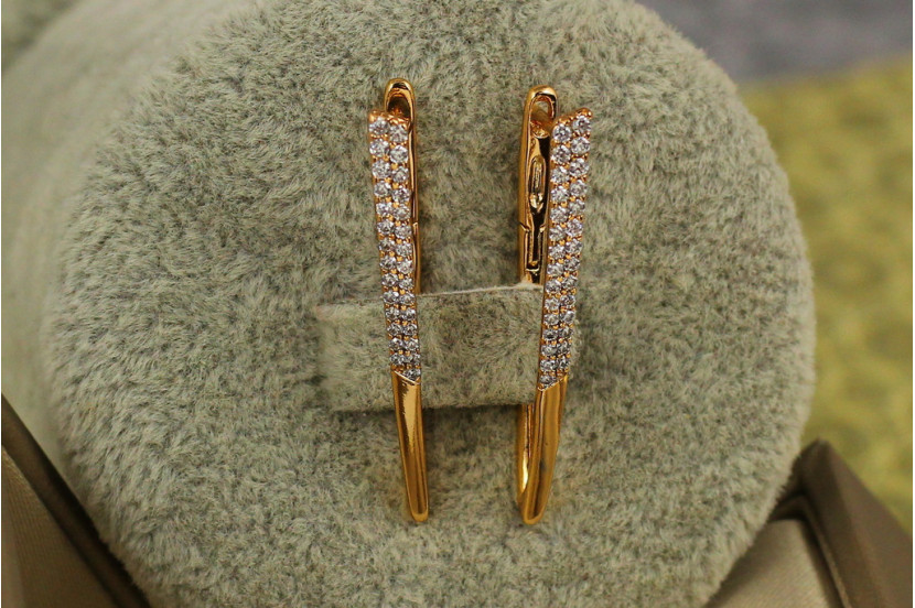 Сережки Xuping Jewelry стрілки з каменями завужені знизу 3 см золотисті