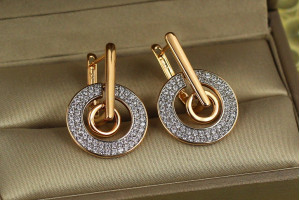 Сережки Xuping Jewelry орбіта з родієм 2.5 см золоті