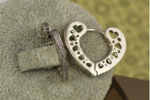 Сережки Xuping Jewelry серце одна доріжка з бортиками 2 см сріблясті