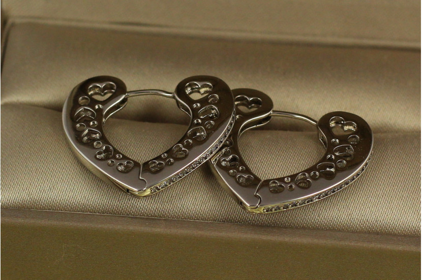 Сережки Xuping Jewelry серце одна доріжка з бортиками 2 см сріблясті