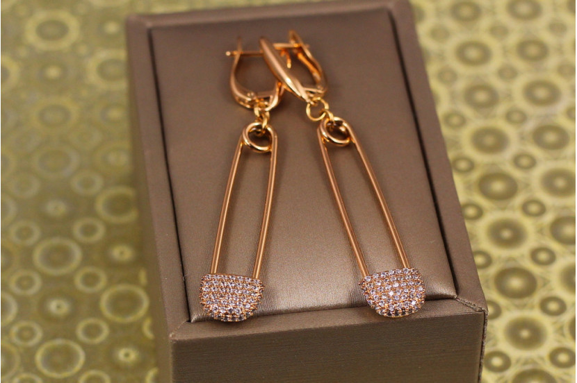 Сережки підвіски Xuping Jewelry шпильки 6 см золотисті