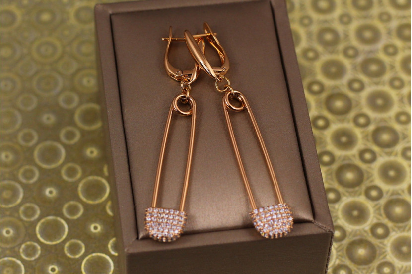 Сережки підвіски Xuping Jewelry шпильки 6 см золотисті
