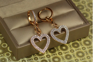 Сережки підвіски Xuping Jewelry Велике серце 4,5 см золотисті