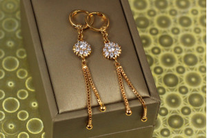 Сережки підвіски Xuping Jewelry промінчики сонця 6,2 см золоті