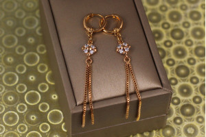 Сережки підвіски Xuping Jewelry лучі світла 6,8 см золоті