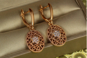 Сережки підвіски Xuping Jewelry Вензель 3,3 см золоті