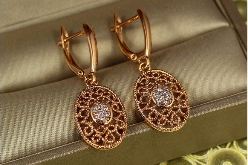 Сережки підвіски Xuping Jewelry Вензель 3,3 см золотисті