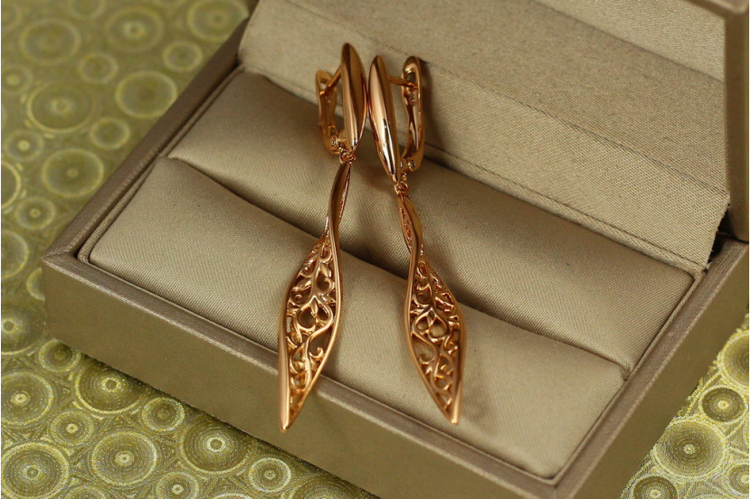 Сережки підвіски Xuping Jewelry вита сулька 5.7 см золотисті
