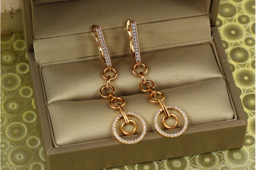 Сережки підвіски Xuping Jewelry Вензель 3,3 см золотисті