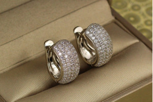 Сережки Xuping Jewelry широкі кільця на 5 доріжок з каміння 1.8 см сріблясті