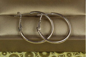 Сережки кільця Xuping Jewelry гладкі 2,5 см сріблясті