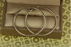 Сережки кільця Xuping Jewelry гладкі 5 см сріблясті
