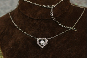Набір Xuping Jewelry Серце з фіанітом, що танцює, з добіром 5 см сріблястий